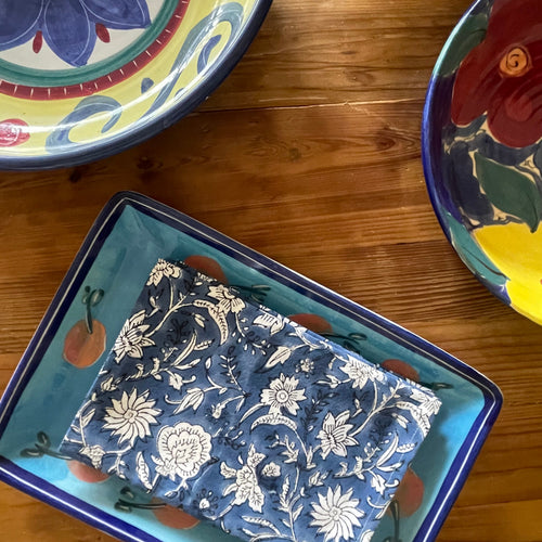 "INDIGO LOTUS" - 100% COTTON NAPKIN SET OF 4