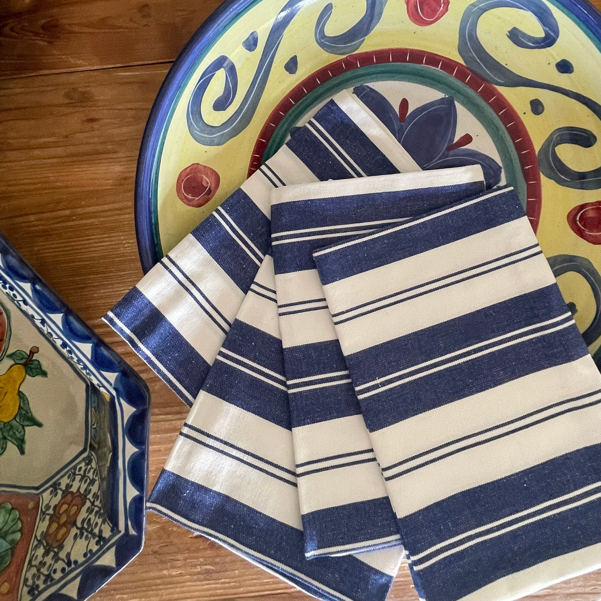"COBALT STRIPE" - 100% COTTON NAPKIN SET