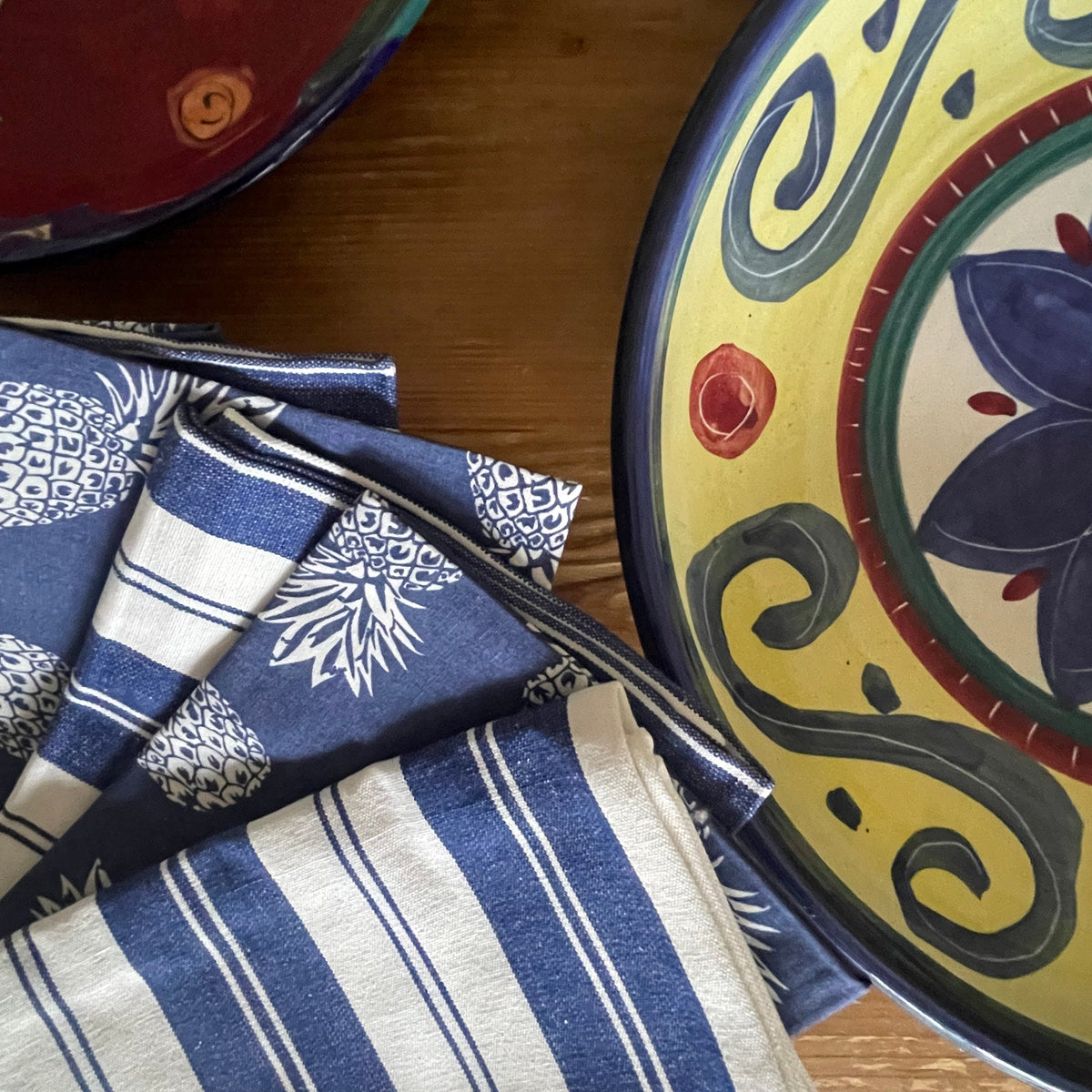 "COBALT STRIPE" - 100% COTTON NAPKIN SET