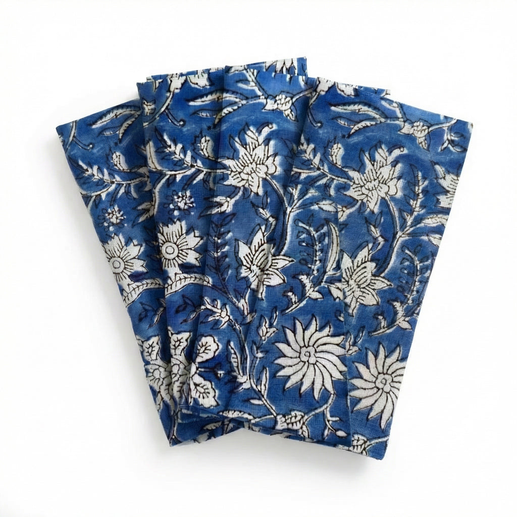 "INDIGO LOTUS" - 100% COTTON NAPKIN SET OF 4